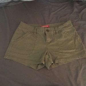 Olive green cargo-like shorts